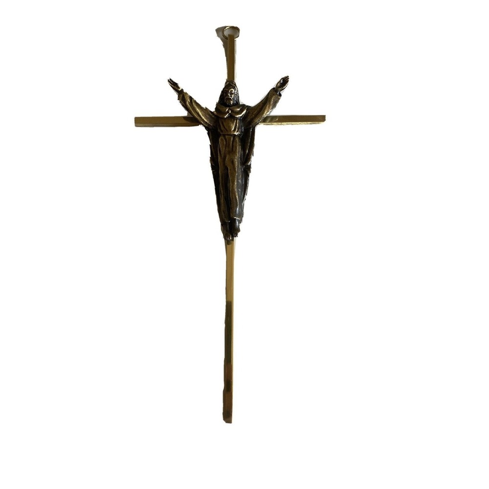 Bronze & Brass Wall Crucifix Jesus On Cross‎ Religious Home Decor 9"